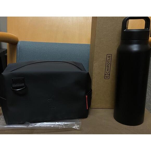 Chipotle 2025 Christmas Water Bottle And Small Travel Bag